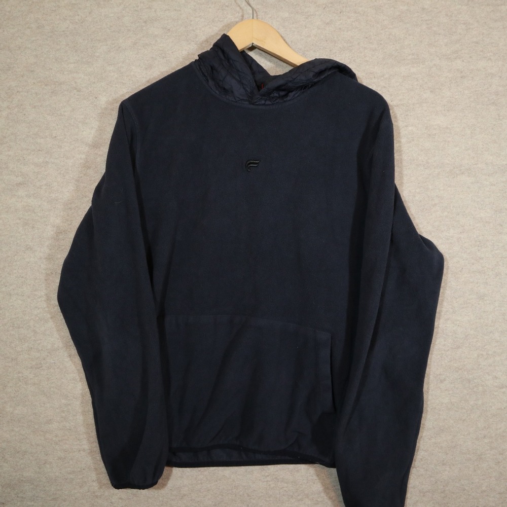 Fabletics Men Fleece Hoodie Navy Blue Quilted Hood Pullover Gorpcore Streetwear